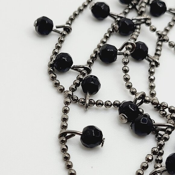 Premier Designs Silver tone & Black Glass Bead Multi ball Chain Necklace - Picture 7 of 9